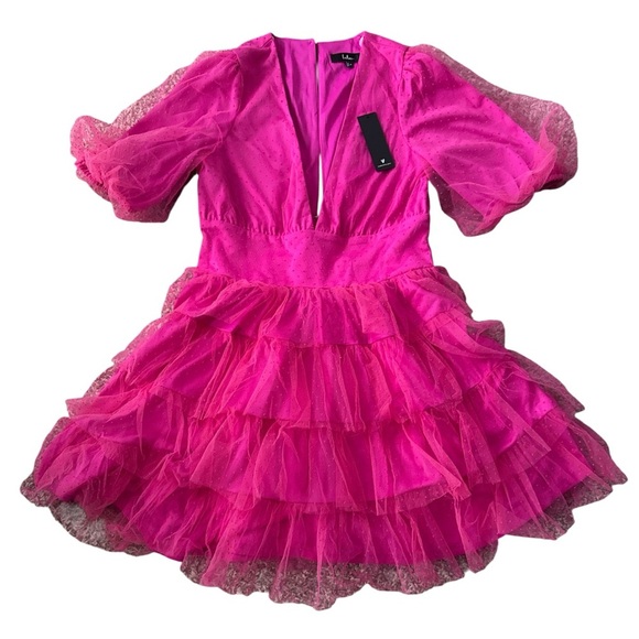 Lulu's Hot Pink Layered Dress - Picture 9 of 10